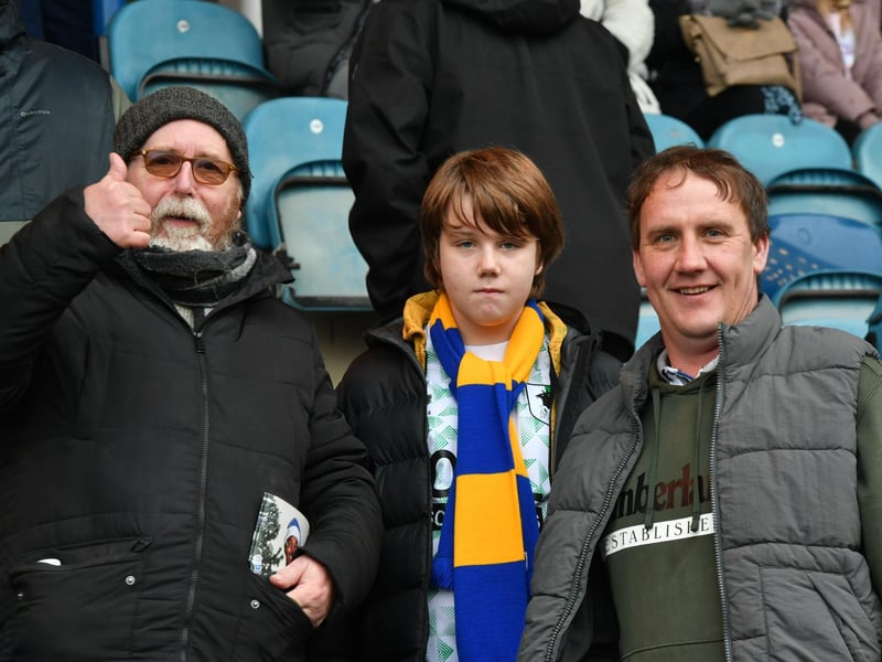 Mansfield Town fans watch the brilliant win at Peterborough United.