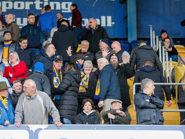 Mansfield Town fans ahead of the win over Stevenage.