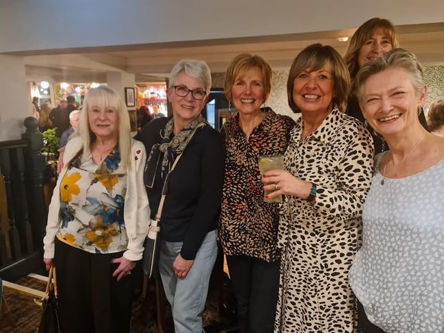 Michelle Stevenson, Ruth Sheldon (nee Strauther), Jill Fish ( ee Latham), Liz Harrington (nee Tyne), Jane Woodland (nee Rossington) and Dot Hallam