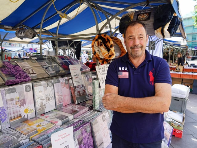 The Siddall family has been running Siddall's Textiles market stall for 70 years. Pictured; Steve Siddall.
