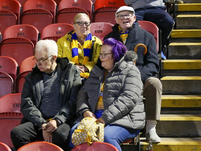 Stags fans during the Papa John's Trophy match against Grimsby Town.