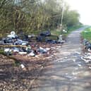 Fly tipping on footpath near Southwell Road, Mansfield