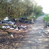Fly tipping on footpath near Southwell Road, Mansfield