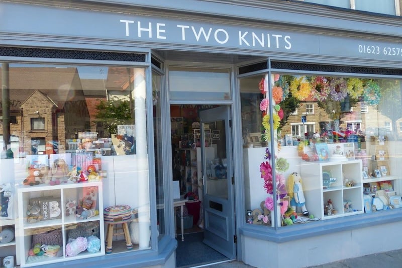 The Two Knits, an independent shop selling knitting yarn, fabrics and haberdashery items and art and craft pieces, is located at 28-30 High Street, Mansfield Woodhouse. This was recommended as a helpful and well-stocked shop for crafters. (Image by The Two Knits)
