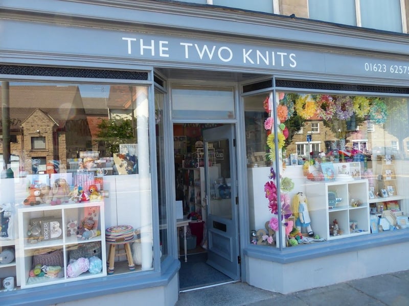The Two Knits, an independent shop selling knitting yarn, fabrics and haberdashery items and art and craft pieces, is located at 28-30 High Street, Mansfield Woodhouse. This was recommended as a helpful and well-stocked shop for crafters. (Image by The Two Knits)