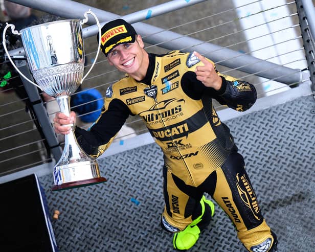Kyle Ryde wins his third consecutive British Superbike Championship title at Brands Hatch.