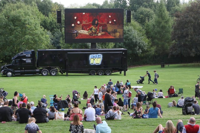 Crowds enjoy Paddington on the big screen.