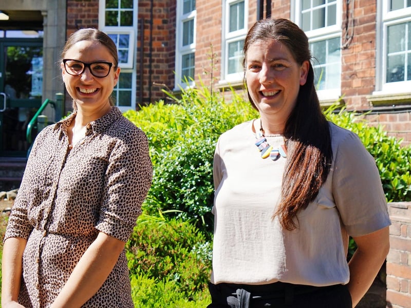 High Oakham Primary School celebrates good Ofsted. Seen headteacher Stephanie Astle with deputy head Rebecca Kent (left)