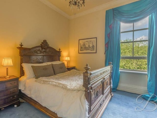 By the overall standards of the Crow Hill Drive mansion, this is a more modest bedroom. But it is still a delightful space, with fitted carpets and a window facing the back garden.