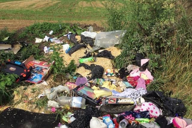 A huge fly tip consisting of toys, bags, sawdust and animal waste which was attracting rats and flies was found in Skegby