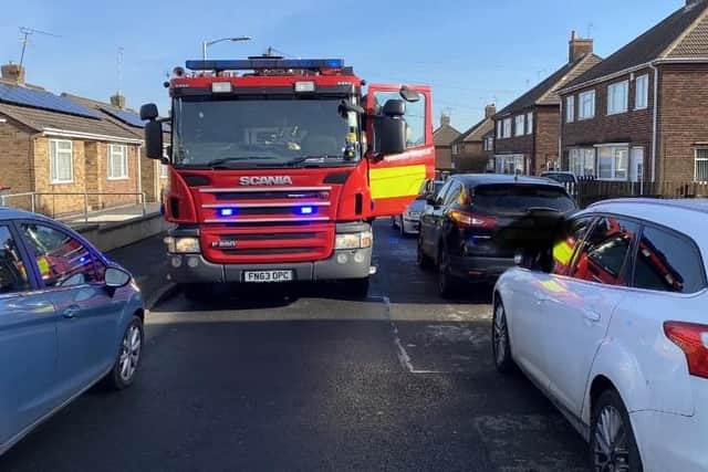Ashfield Fire Station shared this image. Firefighters have urged people to park responsibly, so fire appliances can get through.