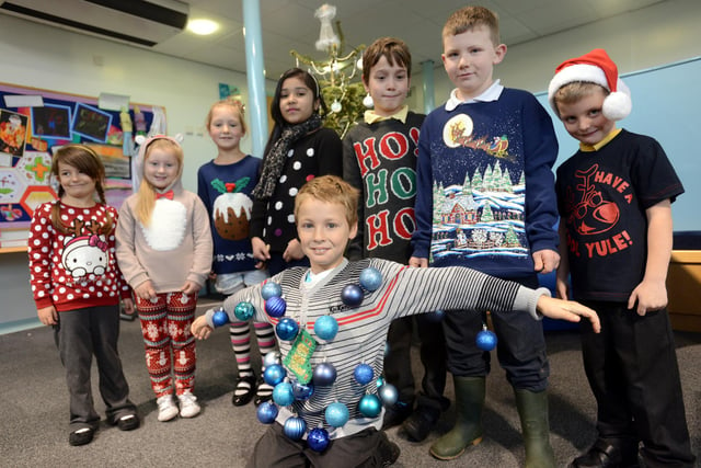 Some of the pupils at Hudson Road Primary School, Hendon,  in their festive Christmas jumpers seven years ago. Don't they look great.