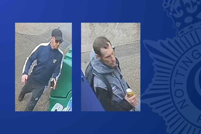 Police want speak to these two men in connection with a Mansfield wallet theft. Photo: Nottinghamshire Police