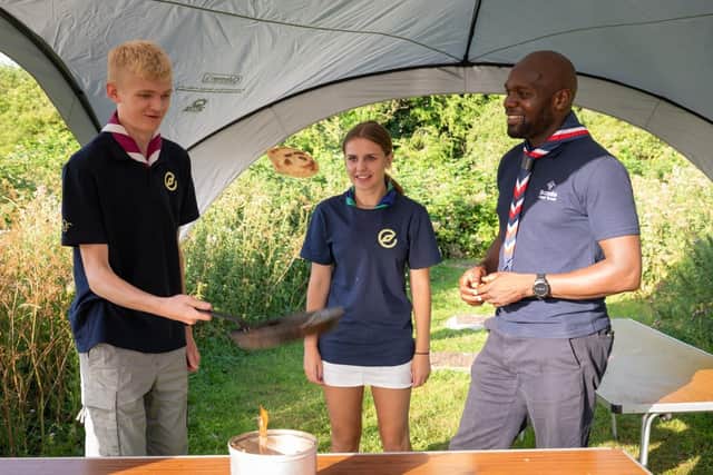 Chief Scout Dwayne Fields with Explorer Scouts. Photo: Submitted