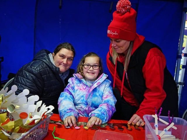 Kely Allin and Cassandra-rose Derrick with Stacey West from Art Venturers getting into the Christmas spirit