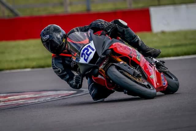 Keaten Leatherland on his way to victory at Donington Park.