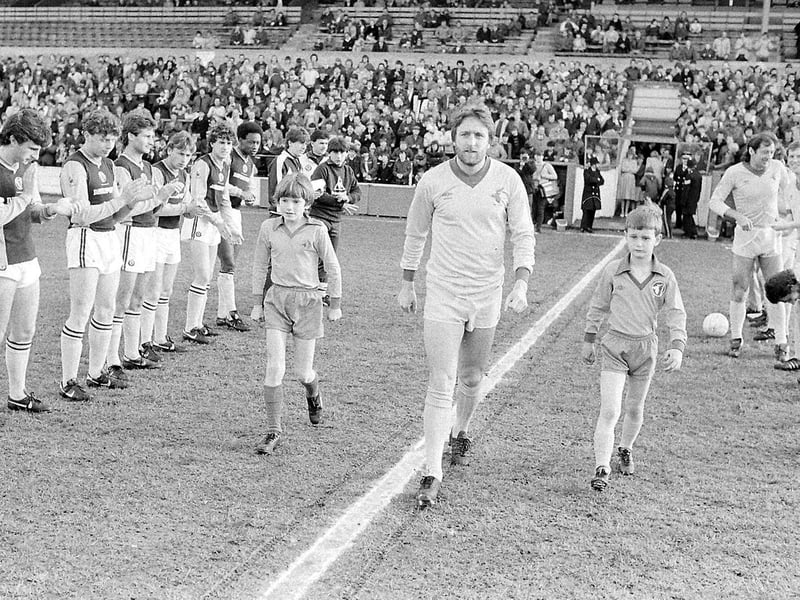 Kevin Bird in the 1983 home kit during his testimonial against Aston Villa.