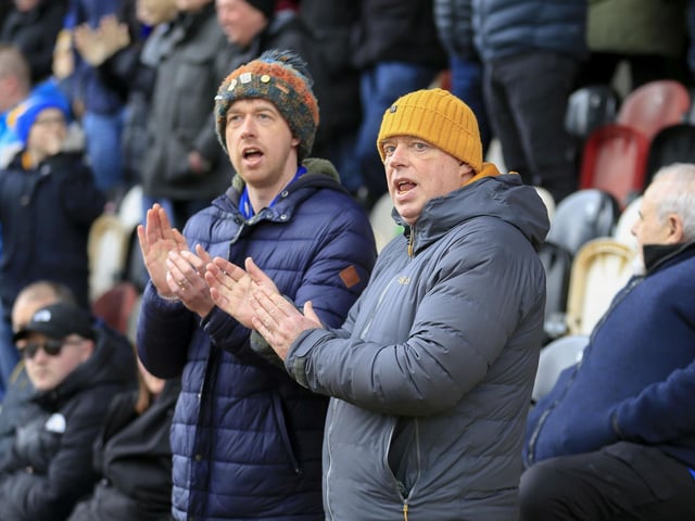 Mansfield Town fans enjoy the day at Newport County.