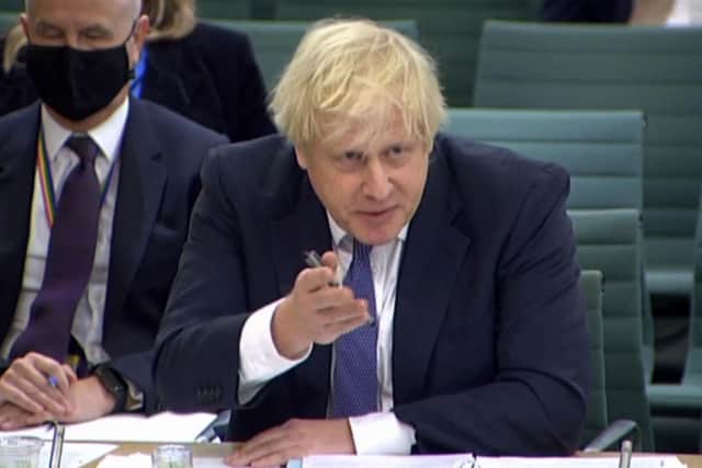 Boris Johnson answering questions at the Liaison Committee hearing today.
