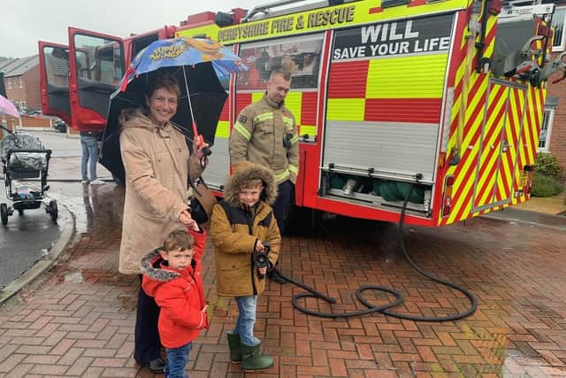 Children from the village were excited to learn more about the fire truck thanks to local firefighters.