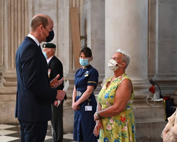 Diane Caunt, with HRH Prince William at the service at St Paul’s Cathedral