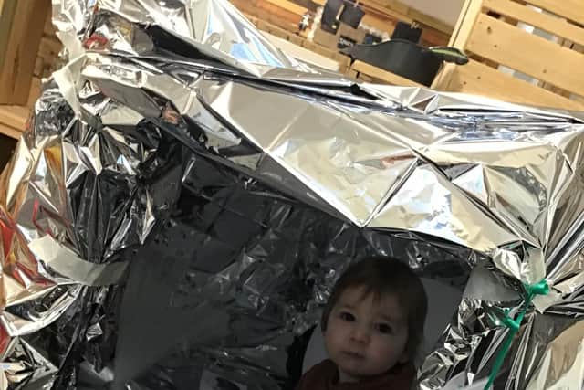 Rowan Harris, aged one, enjoys sensory activities at Cherubs Edwinstowe.