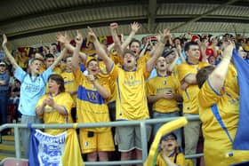 Stags fans cheer the win at Northampton