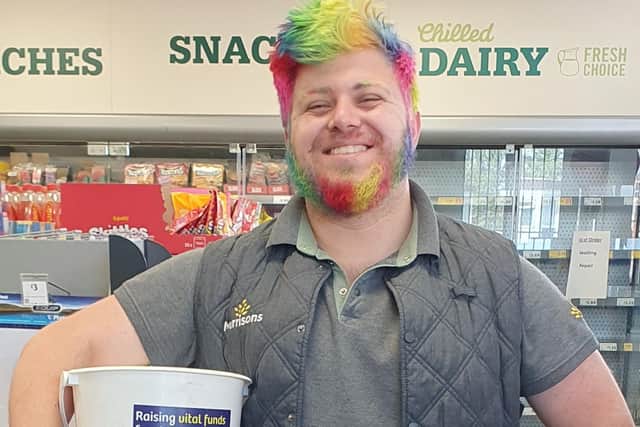 Tyler Atherton has rainbow hair.