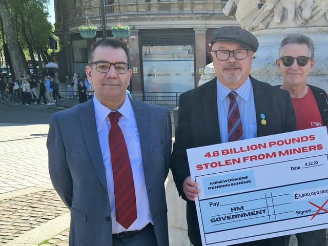 Mick Newton and Grahame Morris MP (Easington, North East) in Trafalgar Square before the march on Downing Street and Westminster. Grahame Morris is the MP who led the debate in Parliament.