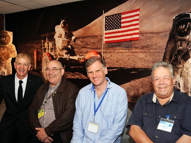 Man on the Moon - a 50th Anniversary Celebration at Mansfield Museum.Members of the Mansfield and Sutton Astronomical Society, based at Sherwood Observatory, pictured at the launch of their exhibition to mark the 50th anniversary of the moon landing. From left, are their chairman Rob Dawes, Nigel Cunnington Radio Astronomy co-ordinator, project manager Steve Wallace and Phil Randall.