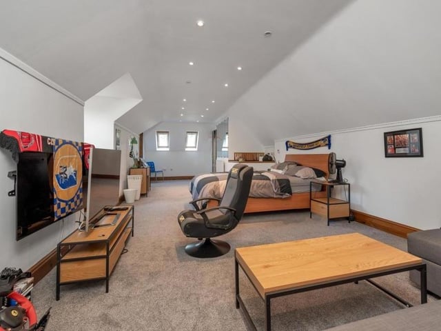 The sixth and final bedroom is so big that it occupies most of the second floor of the house.
