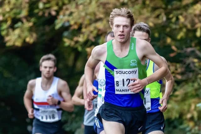 Alex Hampson leads home the Harriers' senior men at Corby.