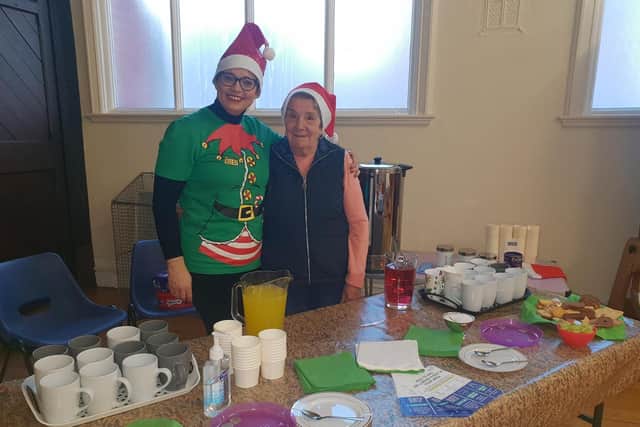 Helen Fairweather and volunteer Pat Pritchard - all smiles at the former Methodist Church.