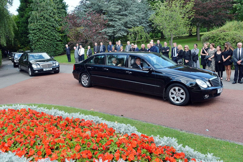 The scene outside Chesterfield Crematorium this afternoon.