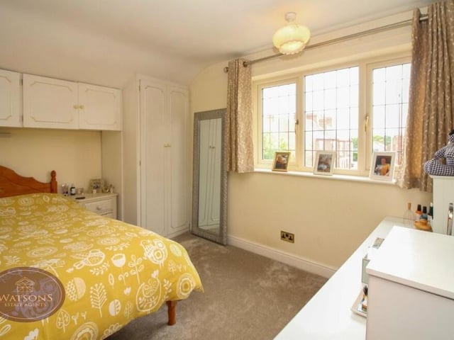 On the first floor of the annexe, you will find this double bedroom, with storage cupboard and eaves storage.