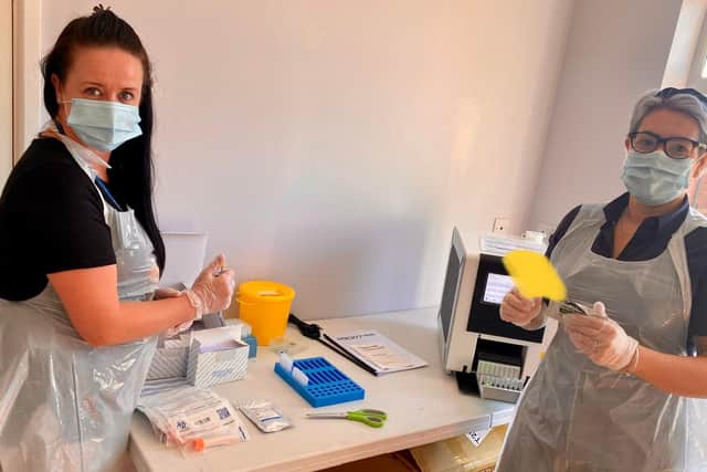 Ashmere Nottinghamhire Ltd care home manager Paula Jefford along with the quality manager Danielle Cotton work on the Covid 19 tests