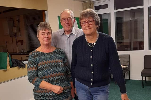 Club secretary Mike Gyles with wife Helen (right). They were inspired to take up bridge by Mike's sister-in-law, Julie Weremczuk (left).