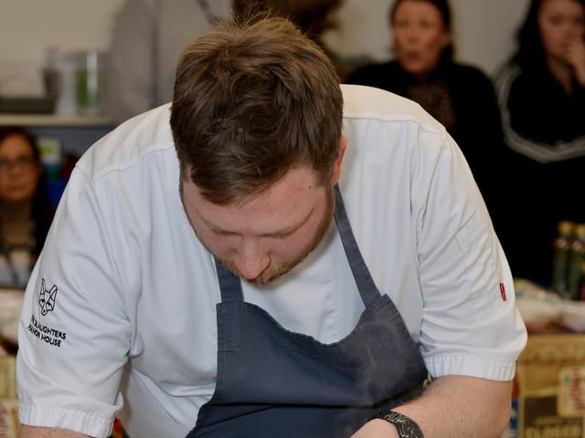 Pancake competiton at Dawn House School with cookery demonstration with Masterchef's Tom Moody