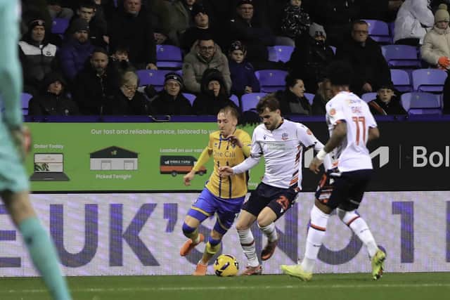 Action during the English Football League 1 match against Bolton Wanderers FC at The Toughsheet Community Stadium, 29 December 2029. Photo credit Chris & Jeanette Holloway / The Bigger Picture.media