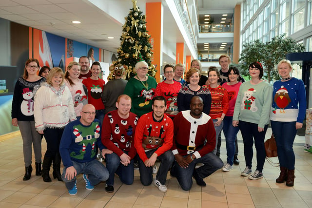 Some of the staff at EDF Energy, Victory Way, Doxford Park, who took part in their Christmas jumper competition in 2014.