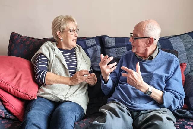 Kate, volunteer befriender, pictured with Alan whom she visits regularly. Photo: Submitted