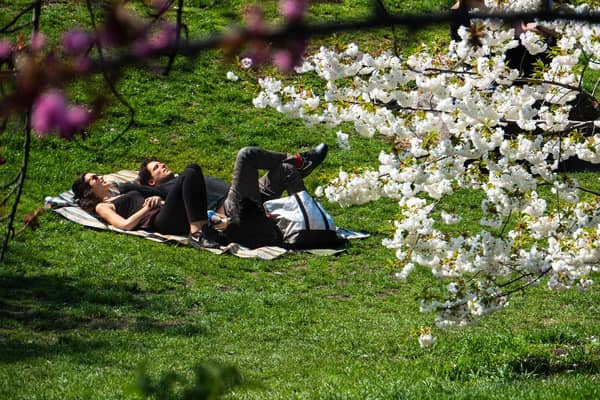 Some just couldn't resist trying to catch some rays in parks over Easter.