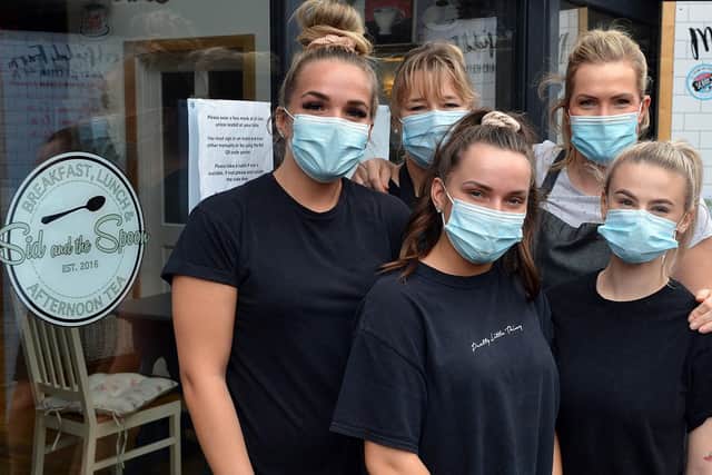 JULY -- the popular Sid And The Spoon cafe in Mansfield Woodhouse closed its doors. Owner Jodi Stephens is pictured with staff during the pandemic when the cafe gave away free meals to children in need.
