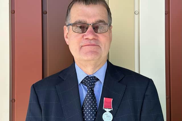 Graham Nelson Hall BEM, 73, pictured outside Warsop Health Hub. Picture: Phoebe Cox.