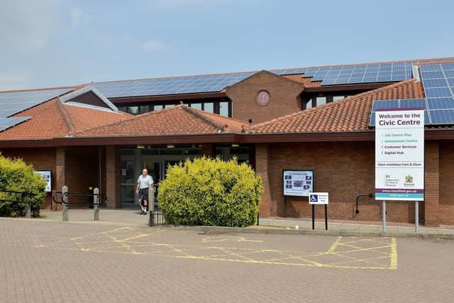 Mansfield Council on Civic Centre, Chesterfield Road South.