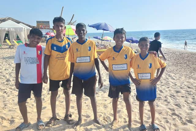 Orphan boys in Goa sporting their Stags shirts. Photo: Submitted