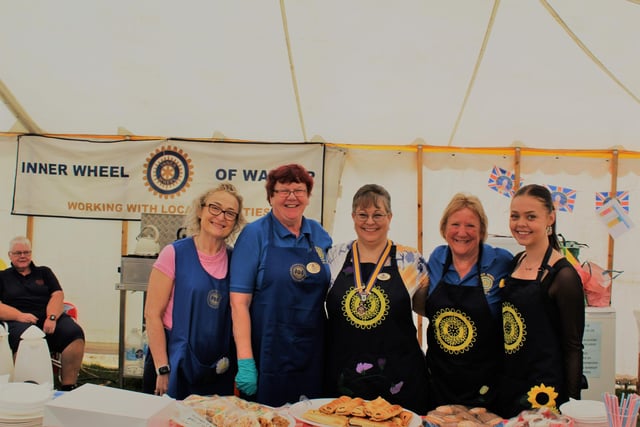 Inner Wheel of Warsop members were hard at work in the refreshment tent. Pictured; Helen Tomlinson, Elaine Hopkins, Sharlotte Sommerville, Gloria Humphrey and Emily Sommerville.