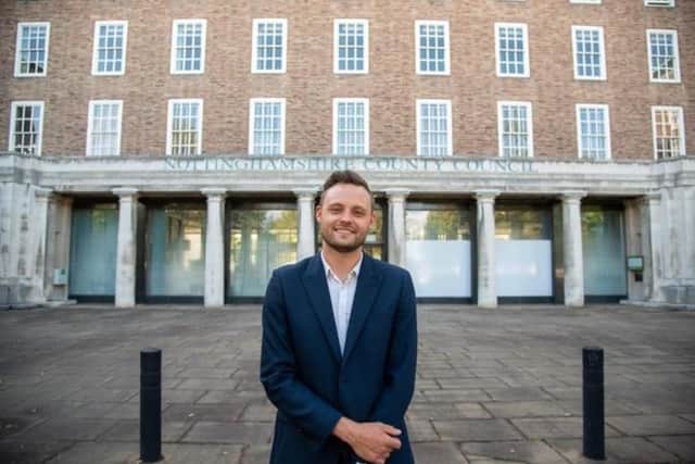 Coun Ben Bradley, Mansfield MP and Nottinghamshire Council leader, outside County Hall, the council headquarters in West Bridgford.