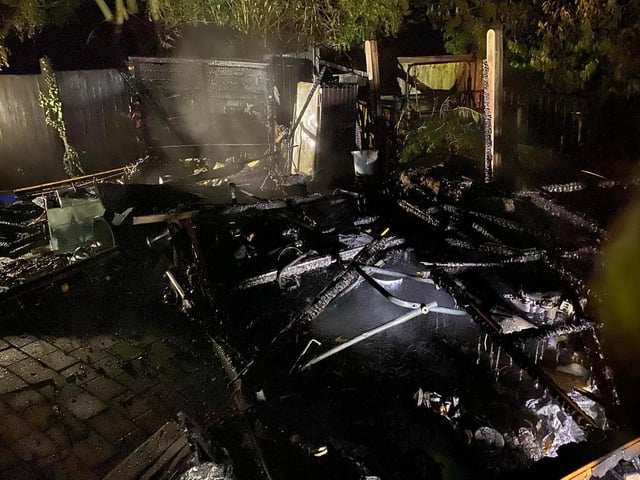 The shed was destroyed.