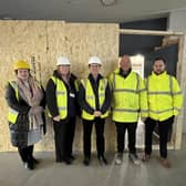 Council officers with the Mayor and Tanbry Construction outside the new Changing Places